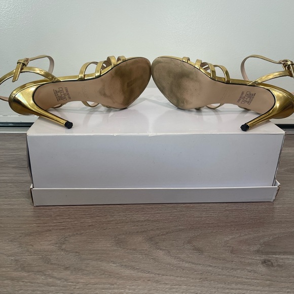 ZARA GOLD CRISS CROSS STRAPPY HEELS - Picture 6 of 8